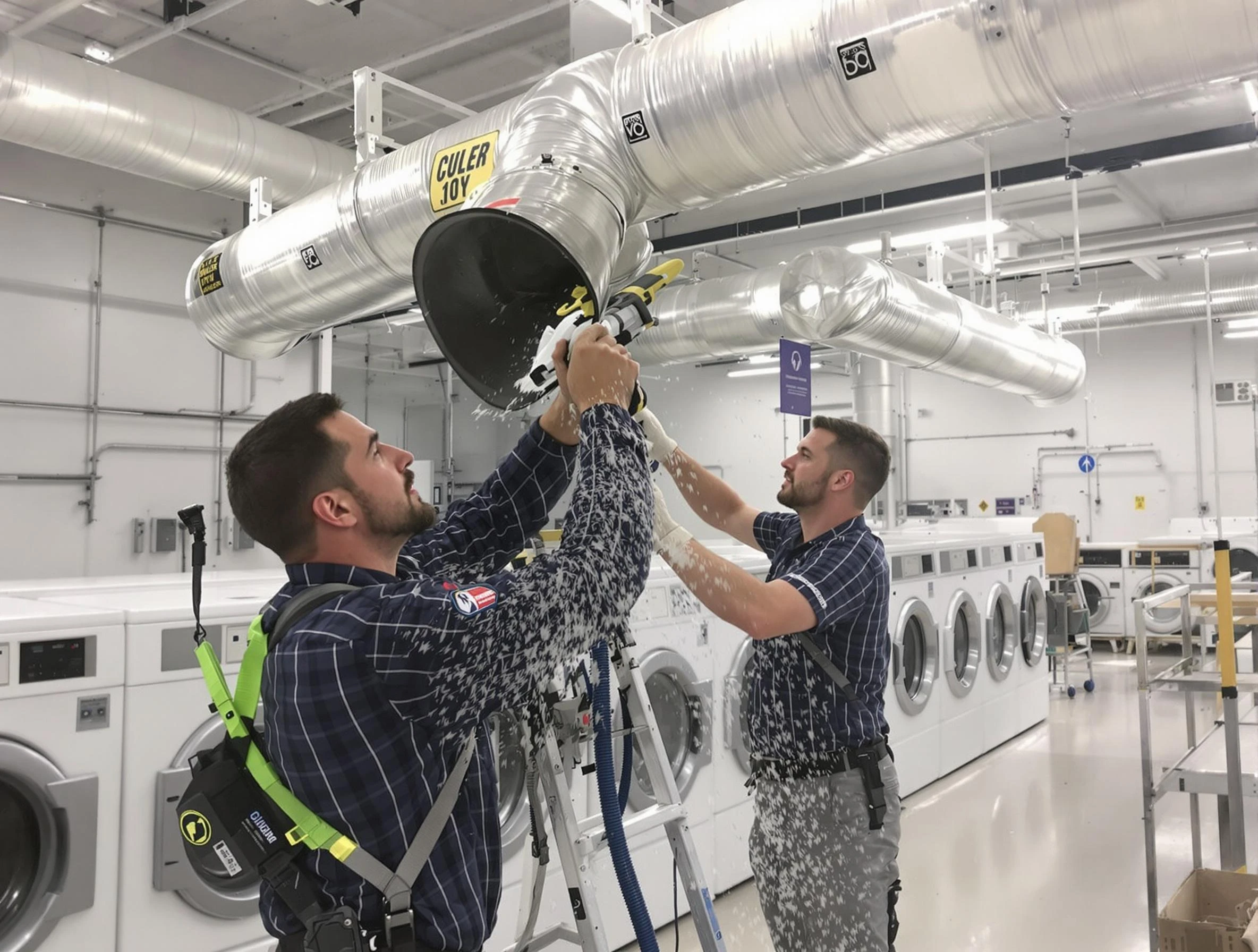 Franklin Dryer Vent Cleaning team performing large-scale commercial dryer vent cleaning in Franklin